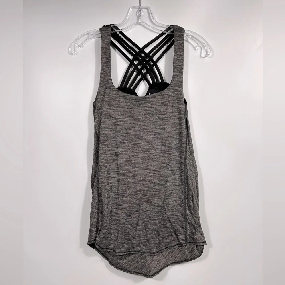 Lululemon Wild Tank Top With Built In Sports Bra Heathered Grey/Black Size 8